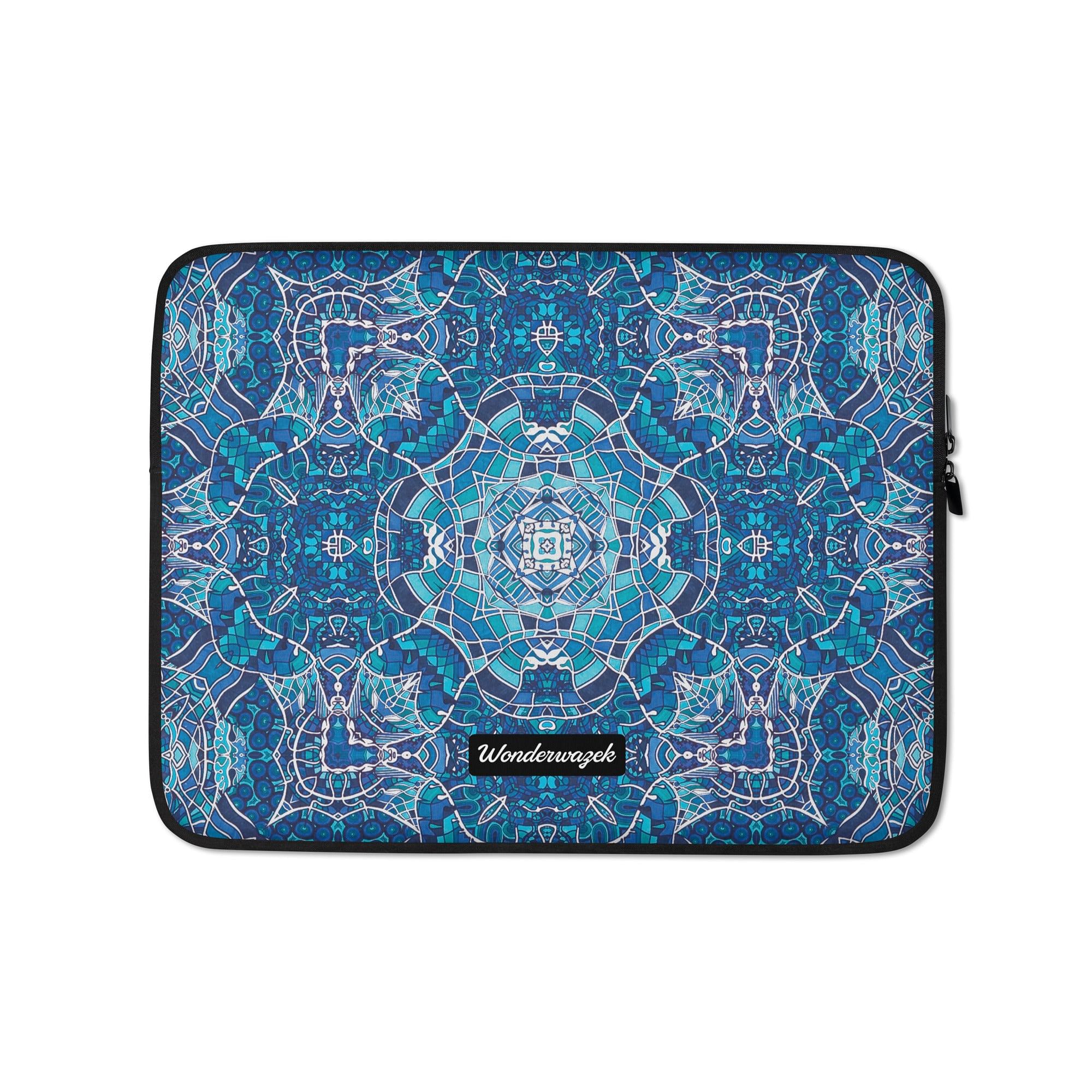 Laptoptasche • Wassergeister – Kaleidoskop 1, blau, weiß - Wonderwazek