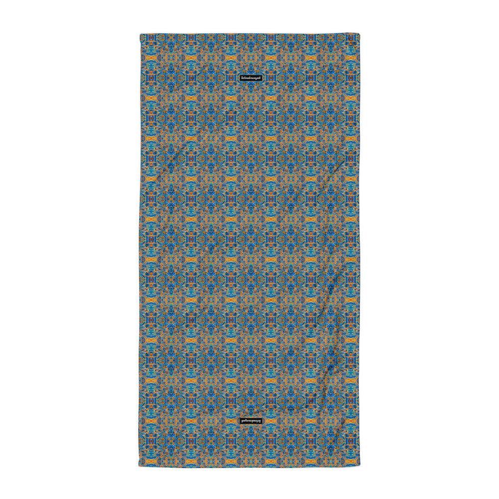 Badetuch • Blankas Blumen – Variation 2, blau, gelb, orange - Wonderwazek
