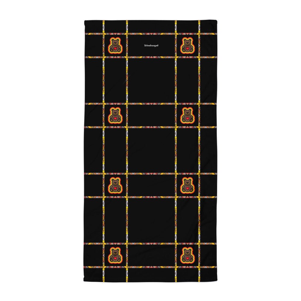 Badetuch • dezente Linien, Teddys – orange, schwarz - Wonderwazek