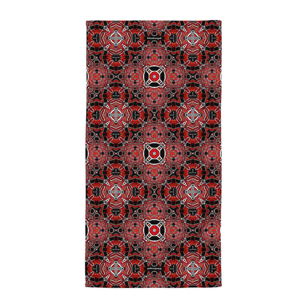 Badetuch • Zirkus – Kaleidoskop, rot, schwarz, weiß - Wonderwazek