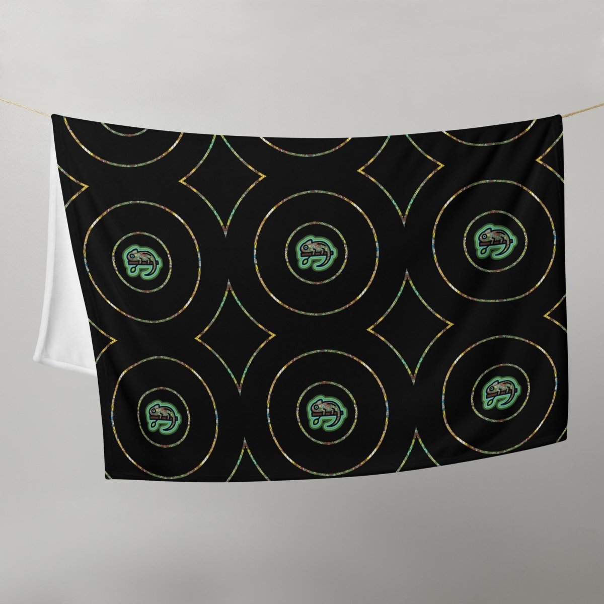 Decke • dezente Kreise, Chamäleons – grün, schwarz - Wonderwazek