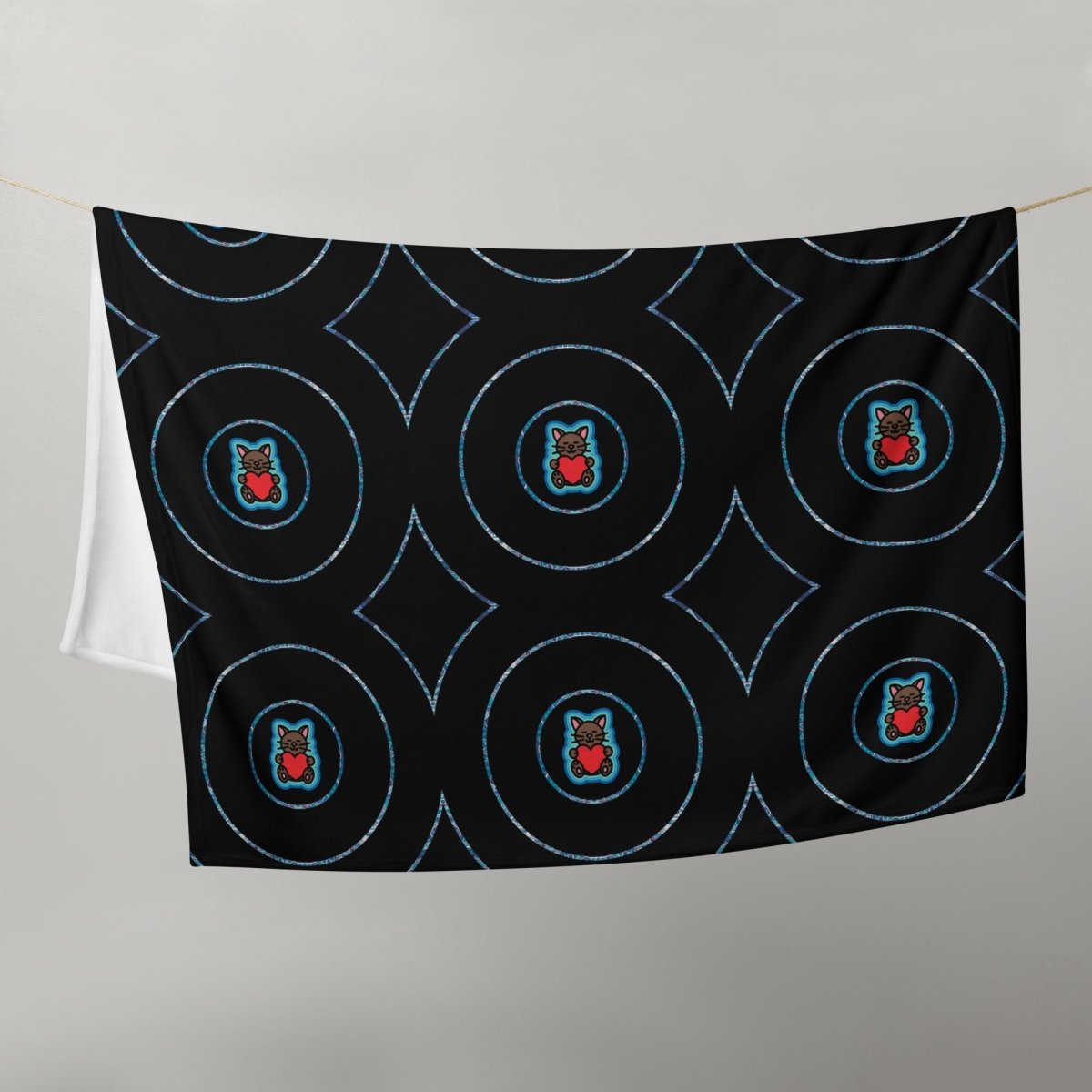 Decke • dezente Kreise, Katzen – blau, schwarz - Wonderwazek
