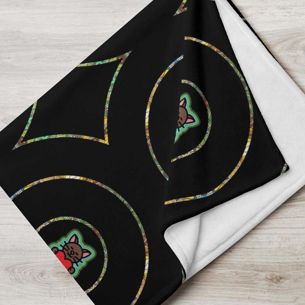 Decke • dezente Kreise, Katzen – grün, schwarz - Wonderwazek