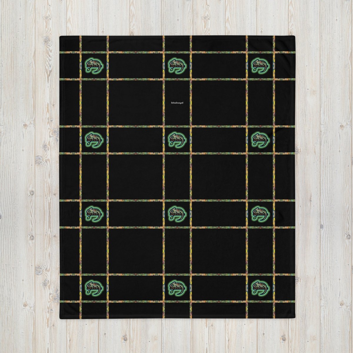 Decke • dezente Linien, Chamäleons – grün, schwarz - Wonderwazek