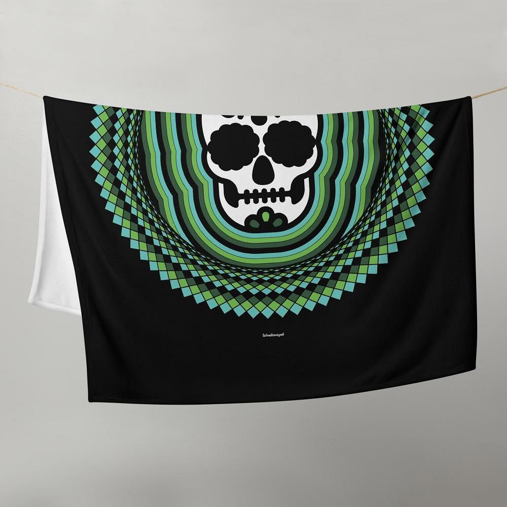 Decke • Tribal Totenkopf – grün, schwarz - Wonderwazek