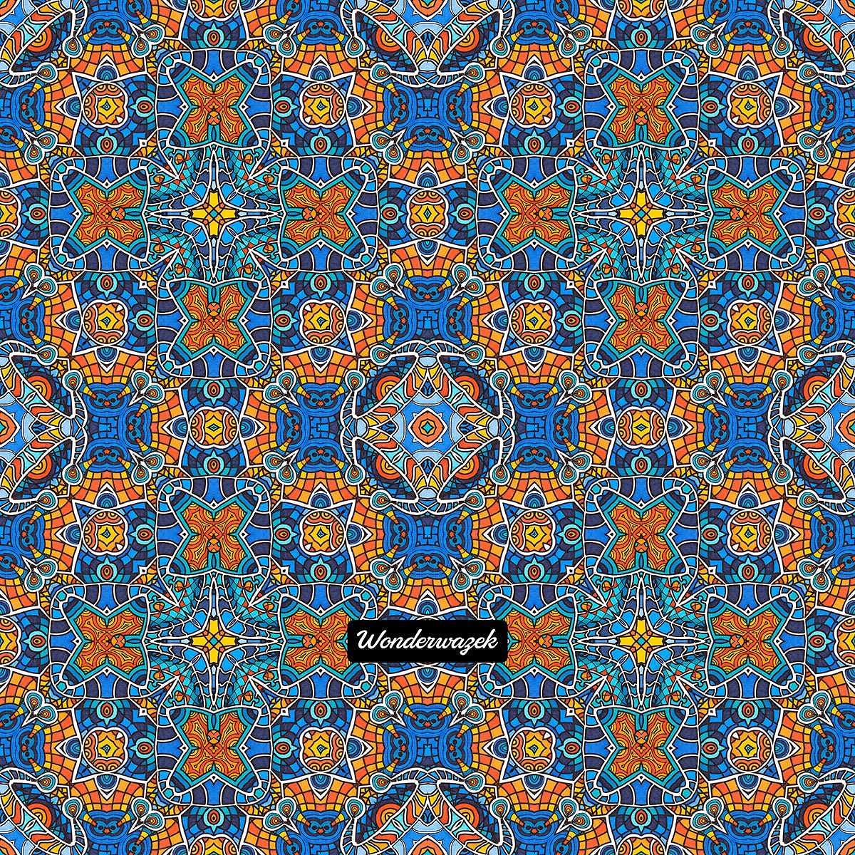 Einkaufstasche • Blankas Blumen – Kaleidoskop 1, blau, orange - Wonderwazek