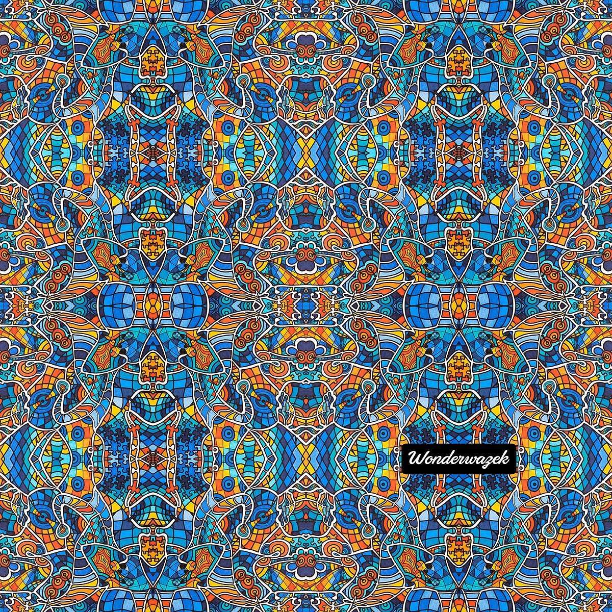 Einkaufstasche • Blankas Blumen – Variation 3, blau, gelb, orange - Wonderwazek