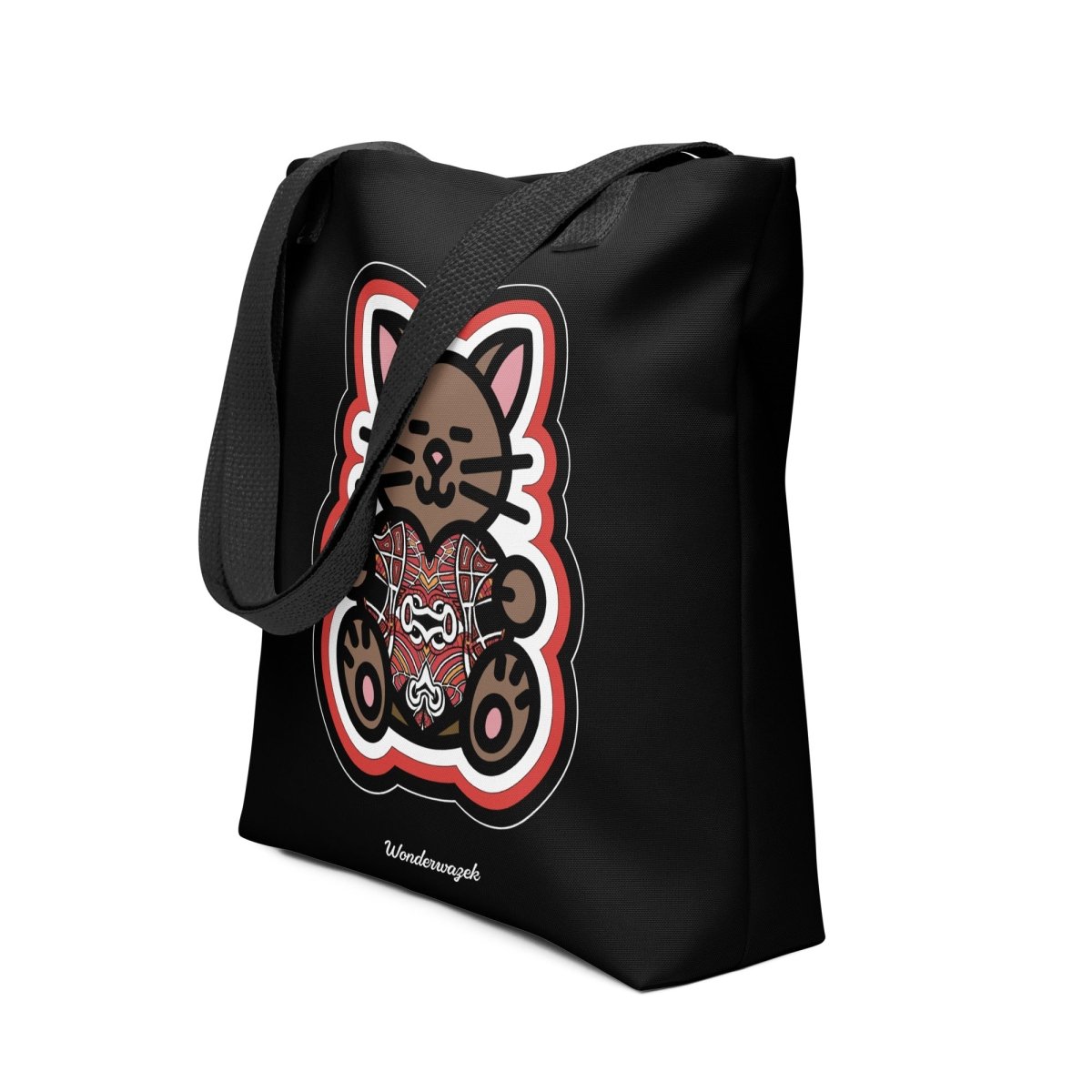 Einkaufstasche • Katze mit Herz – Zirkus, rot, schwarz