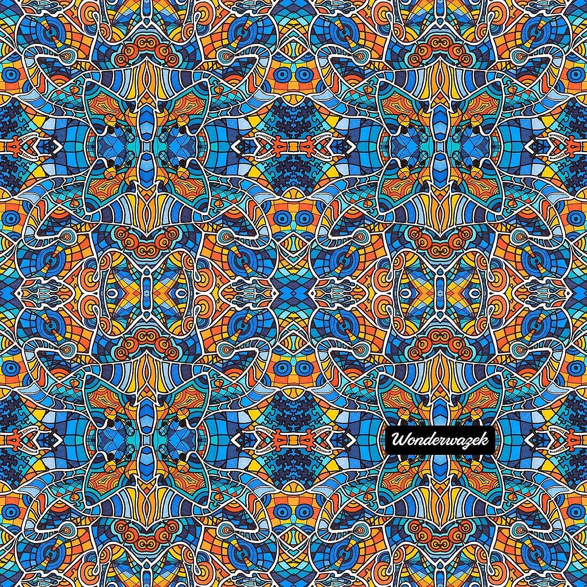 Kissen • Blankas Blumen – Variation 1, blau, gelb, orange - Wonderwazek