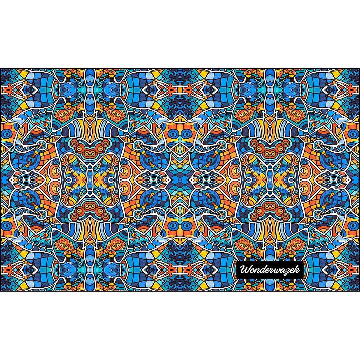 Kissen • Blankas Blumen – Variation 1, blau, gelb, orange - Wonderwazek