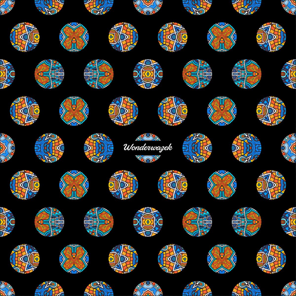 Kissen • Blankas Blumen – Punkte, blau, orange, schwarz - Wonderwazek