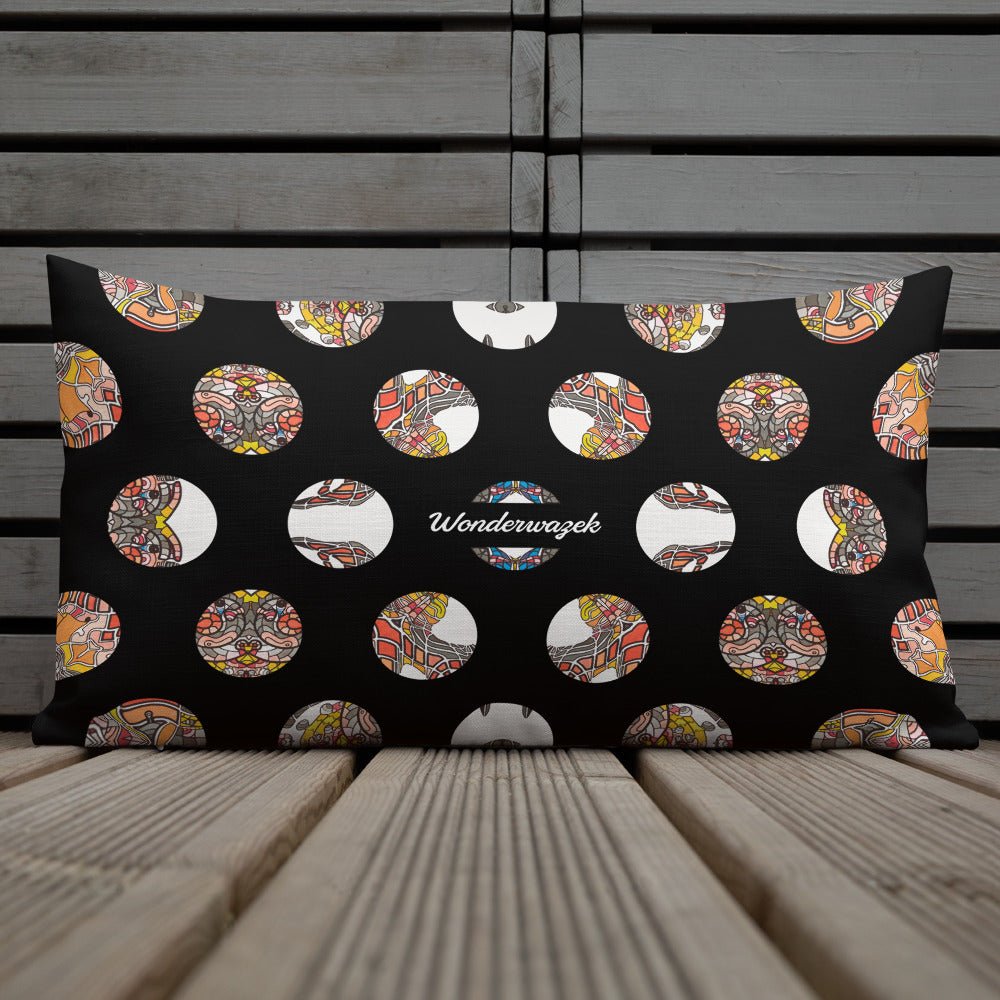 Kissen • Kinderspiel – Punkte, grau, orange, schwarz - Wonderwazek
