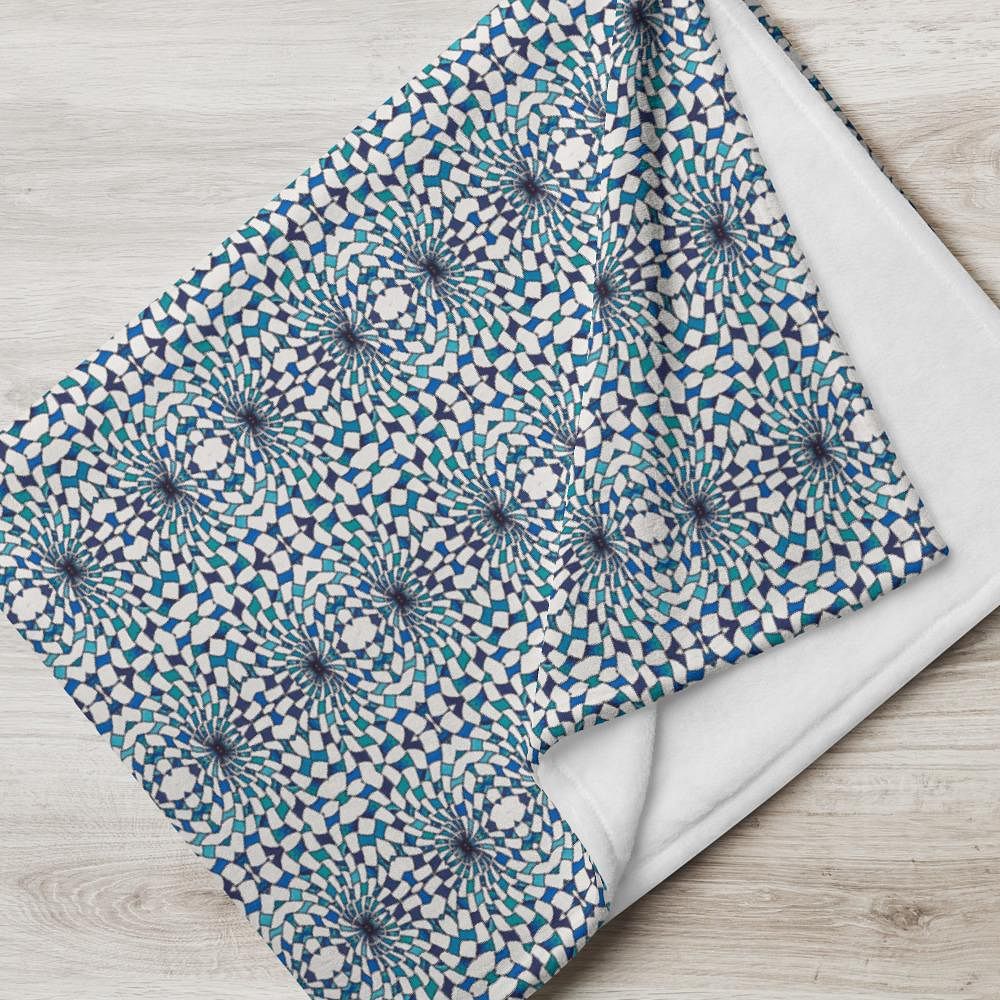 Decke • Wasserwirbel – Variation 2, blau, weiß - Wonderwazek