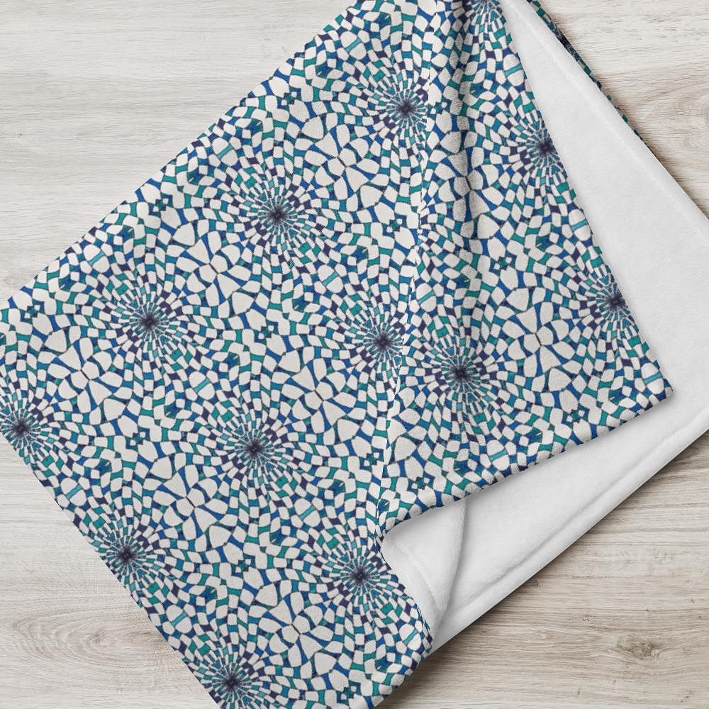 Decke • Wasserwirbel – Variation 3, blau, weiß - Wonderwazek
