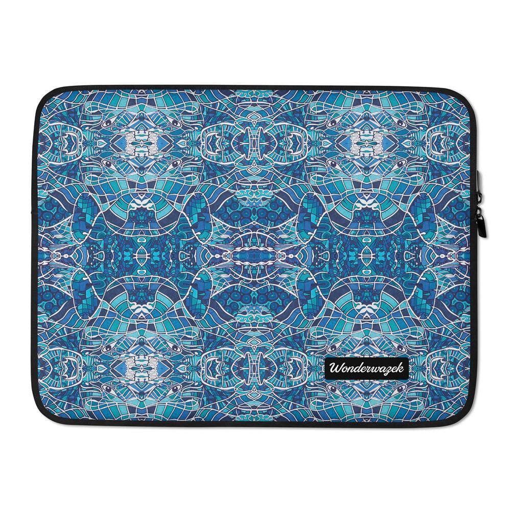 Laptophülle • Wassergeister – Variation 1, blau, weiß - Wonderwazek
