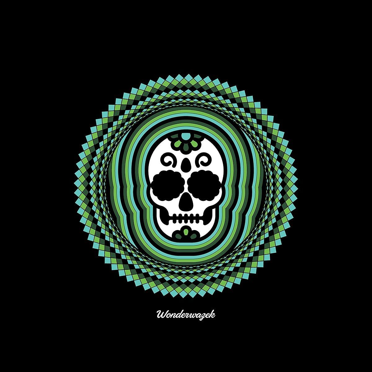 Kissen • Tribal Totenkopf – grün, schwarz - Wonderwazek