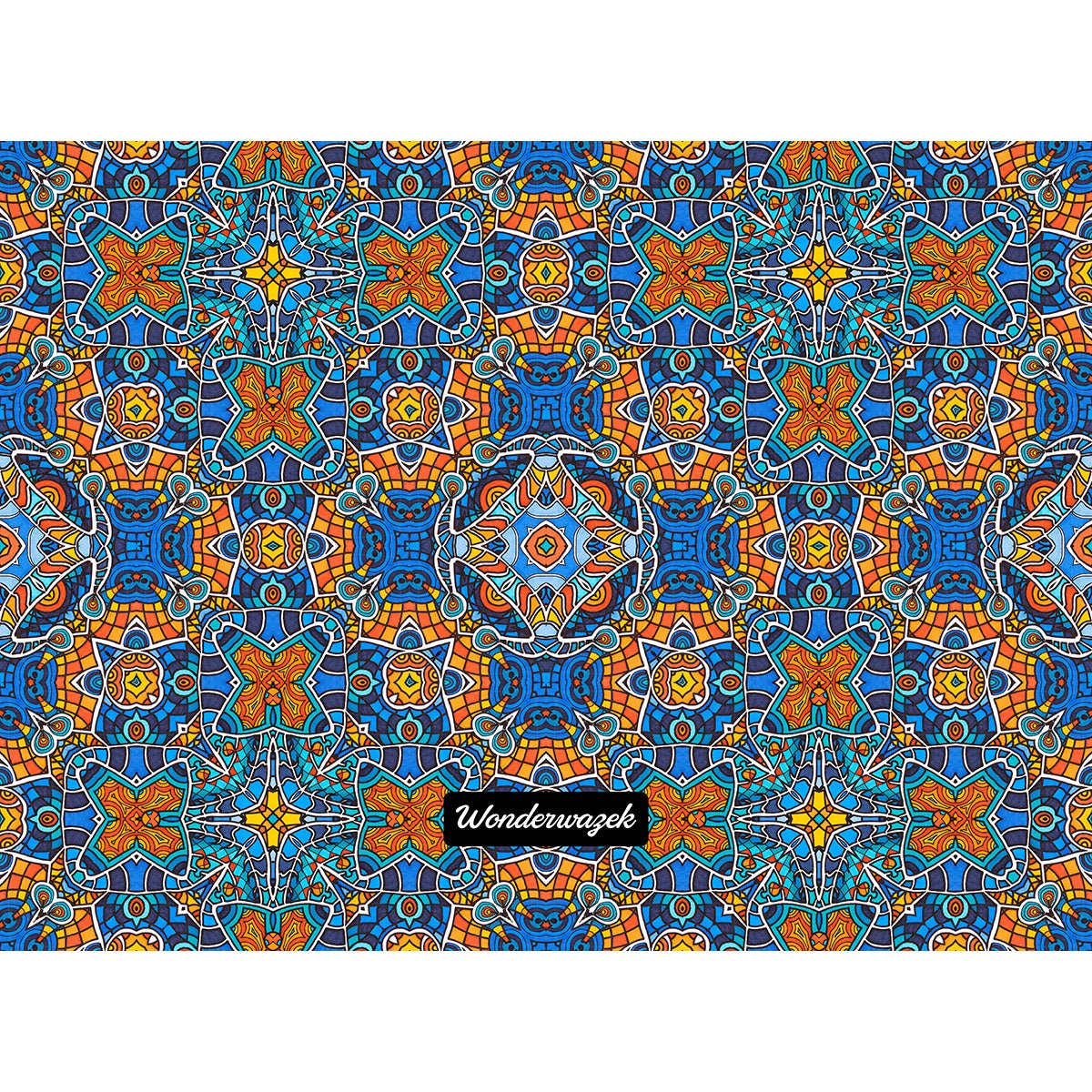 Laptoptasche • Blankas Blumen – Kaleidoskop 1, blau, orange - Wonderwazek