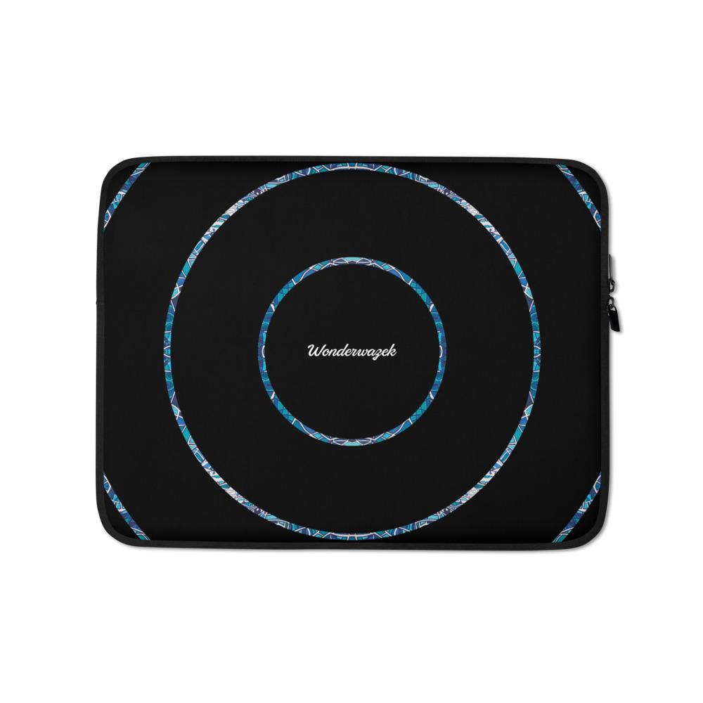 Laptoptasche • dezente Kreise – blau, schwarz - Wonderwazek