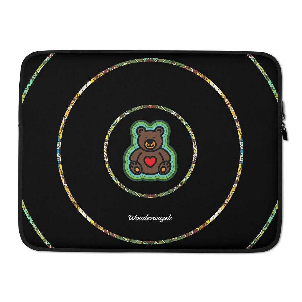 Laptoptasche • dezente Kreise, Teddy mit Herz – grün, schwarz - Wonderwazek
