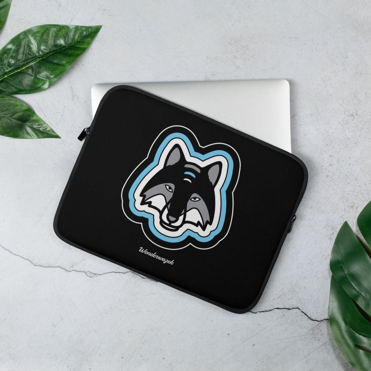 Laptoptasche • einsamer Wolf – blau, schwarz