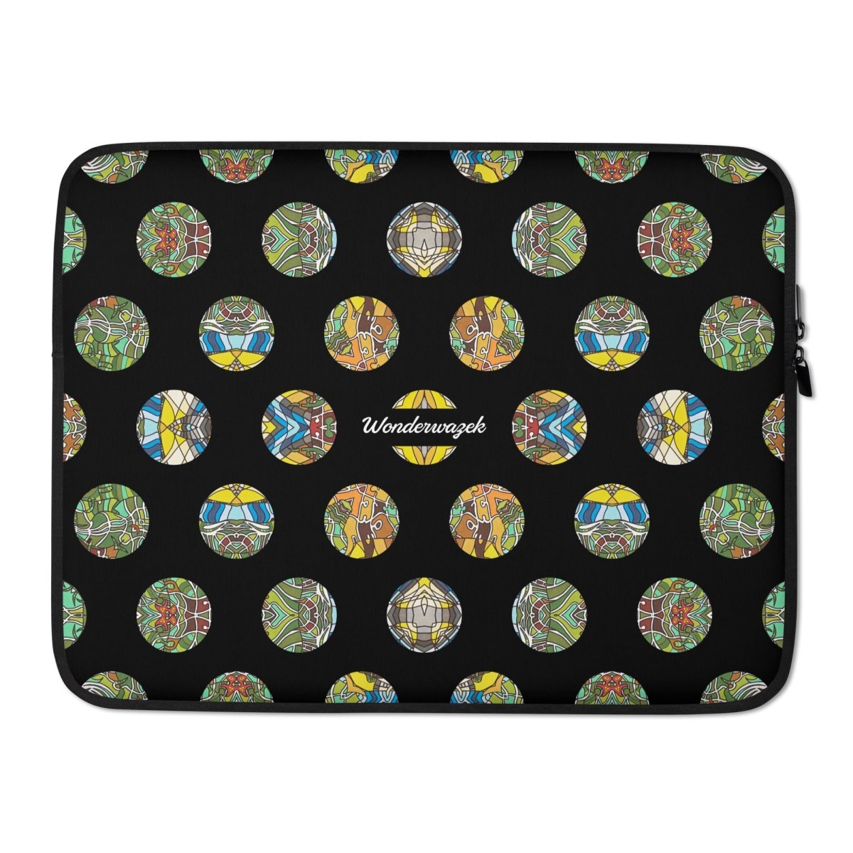Laptoptasche • Madeira – Punkte, gelb, grün, schwarz - Wonderwazek