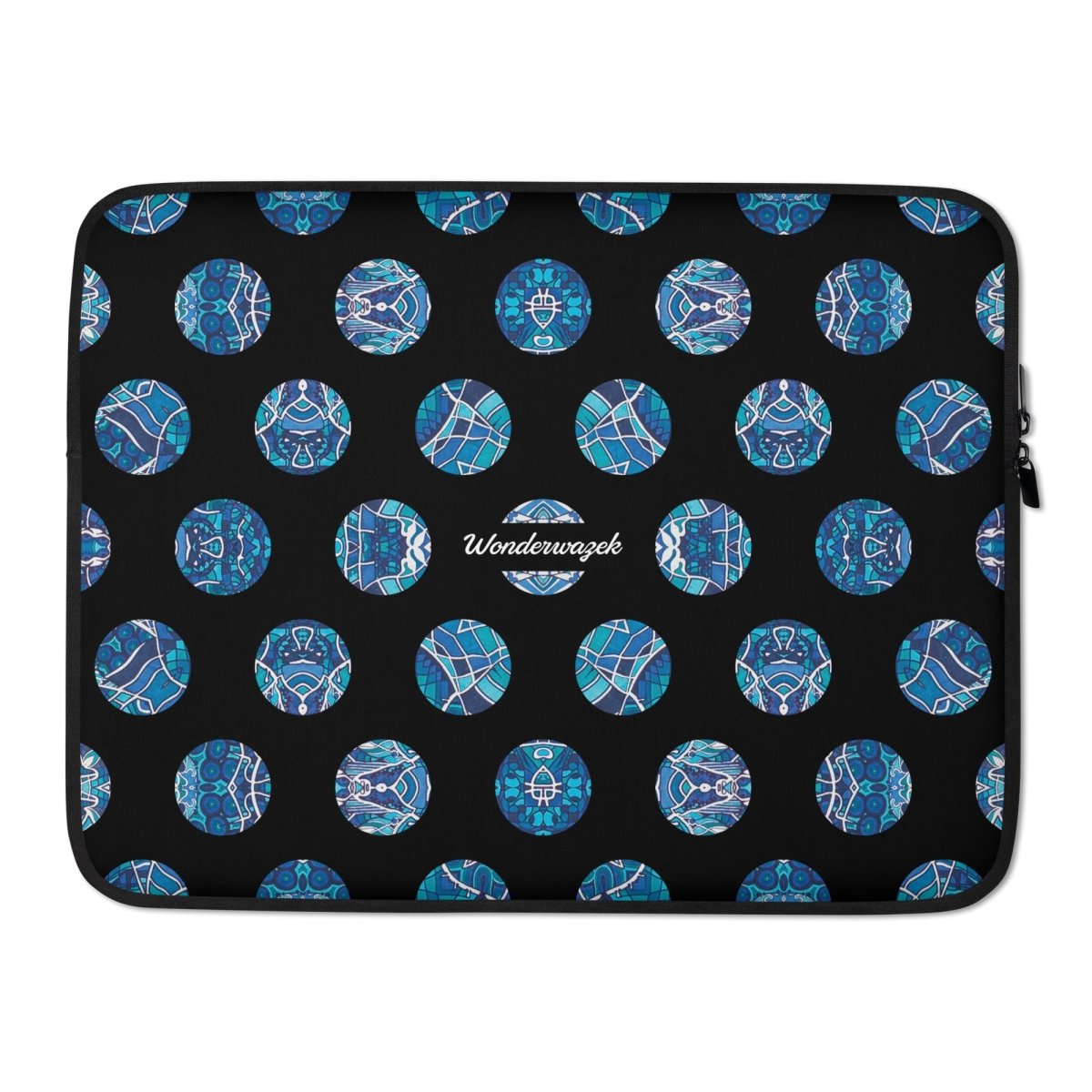 Laptoptasche • Wassergeister – Punkte, blau, schwarz, weiß - Wonderwazek