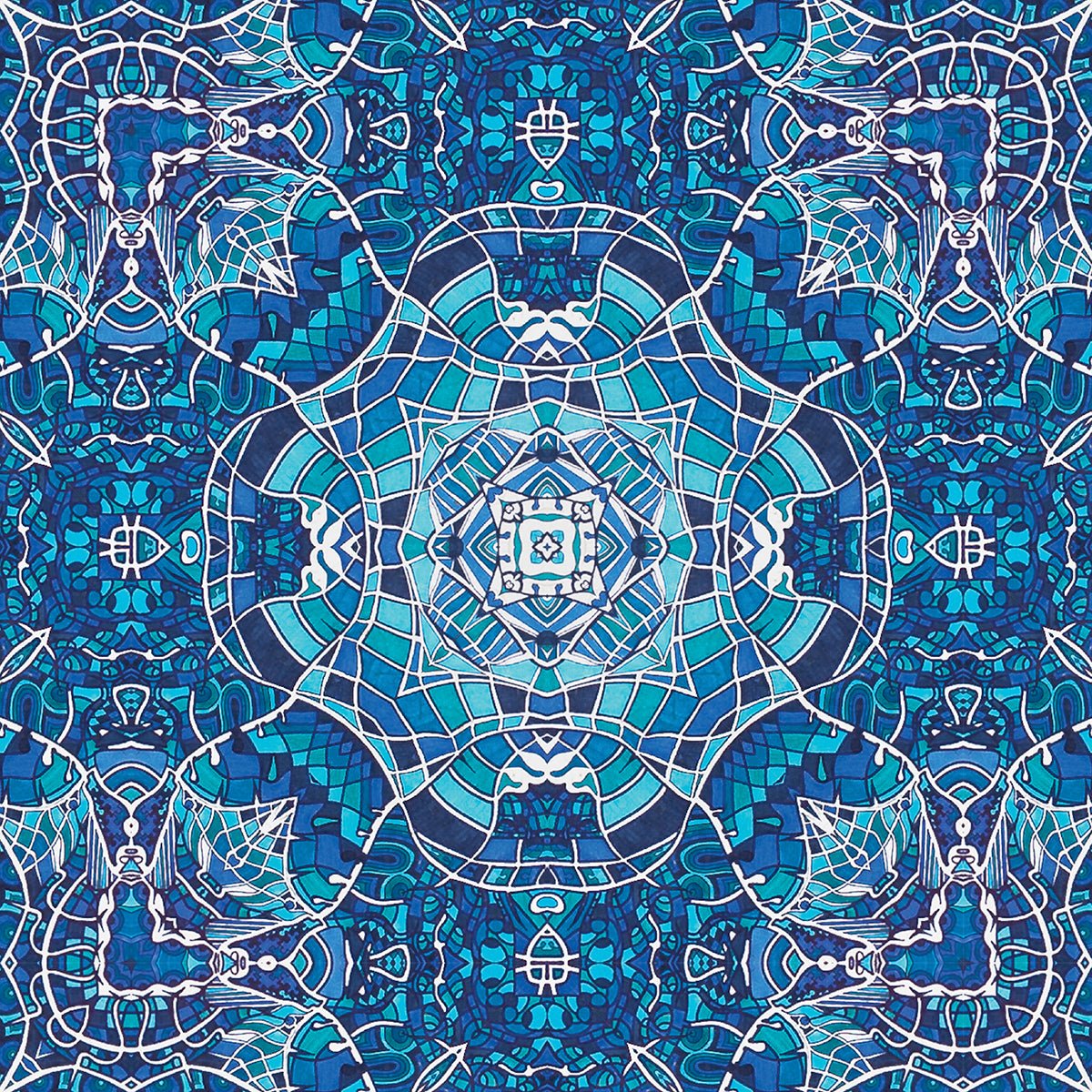 Leinwand • Wassergeister – Kaleidoskop, blau, weiß