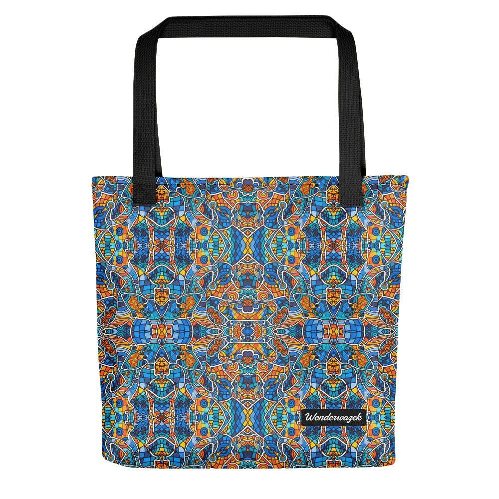 Einkaufstasche • Blankas Blumen – Variation 3, blau, gelb, orange - Wonderwazek