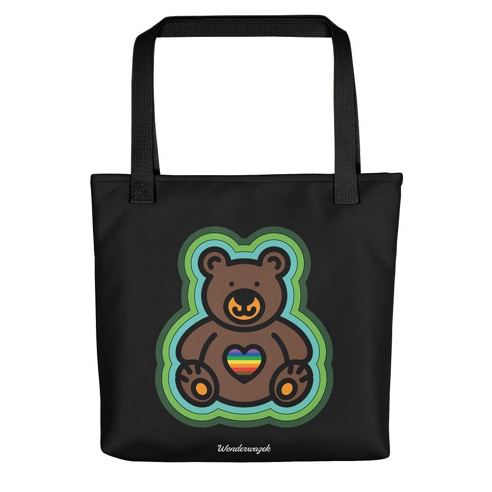 Einkaufstasche • Diversität 🌈 Teddy mit Herz – Regenbogen, grün, schwarz - Wonderwazek