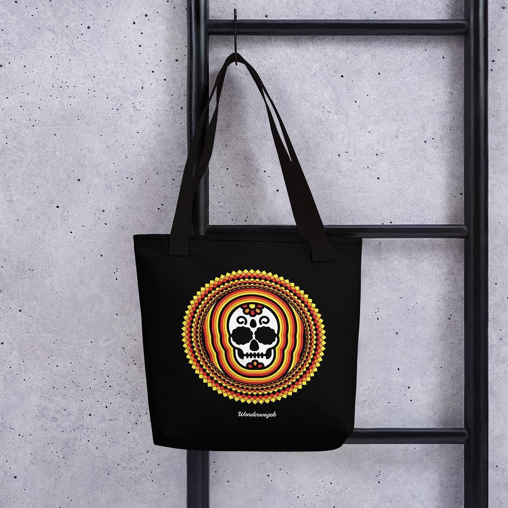 Einkaufstasche • Tribal Totenkopf – gelb, orange, rot, schwarz - Wonderwazek