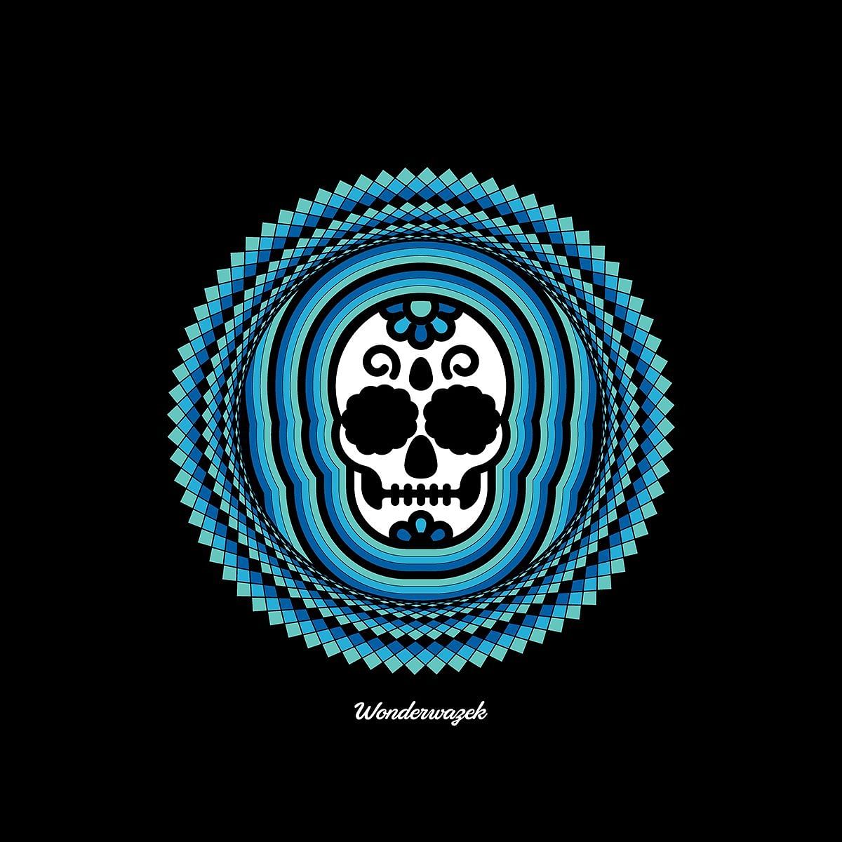Einkaufstasche • Tribal Totenkopf – blau, schwarz - Wonderwazek