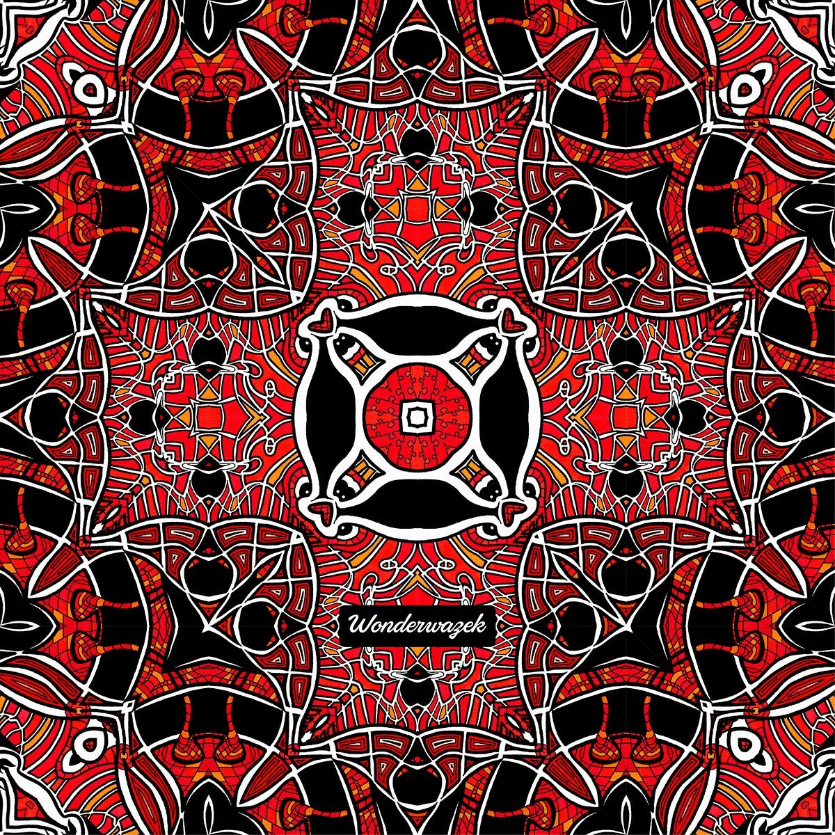 Strandtasche • Zirkus – Kaleidoskop 1, rot, schwarz, weiß - Wonderwazek