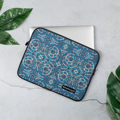 Laptoptasche • Kreiswelle – Variation 1, blau, weiß - Wonderwazek