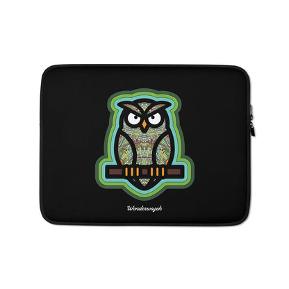 Laptoptasche • weise Eule – grün, schwarz - Wonderwazek