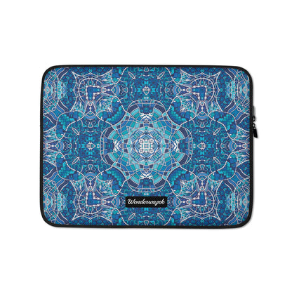 Laptoptasche • Wassergeister – Kaleidoskop, blau, weiß - Wonderwazek