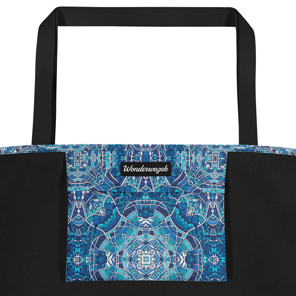 Strandtasche • Wassergeister – Kaleidoskop, blau, weiß - Wonderwazek