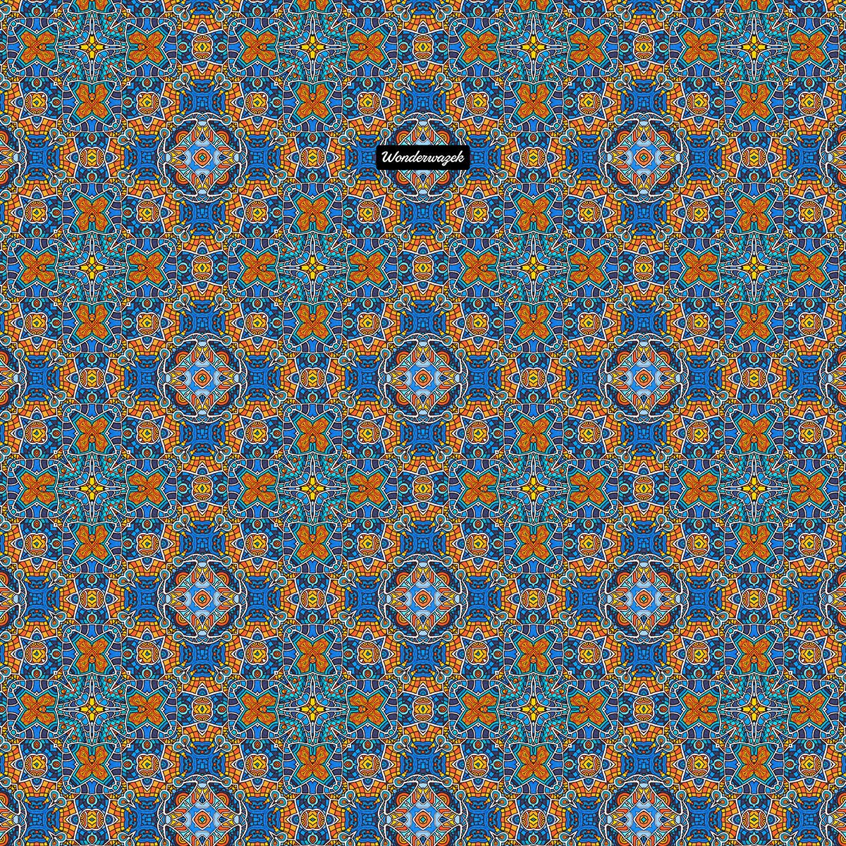 Badetuch • Blankas Blumen – Kaleidoskop, blau, orange - Wonderwazek