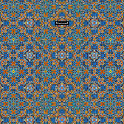 Badetuch • Blankas Blumen – Kaleidoskop, blau, orange - Wonderwazek