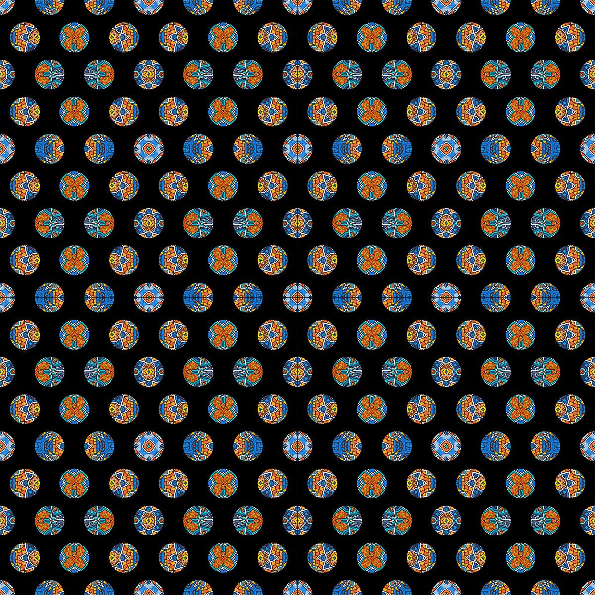 Badetuch • Blankas Blumen – Punkte, blau, orange, schwarz - Wonderwazek