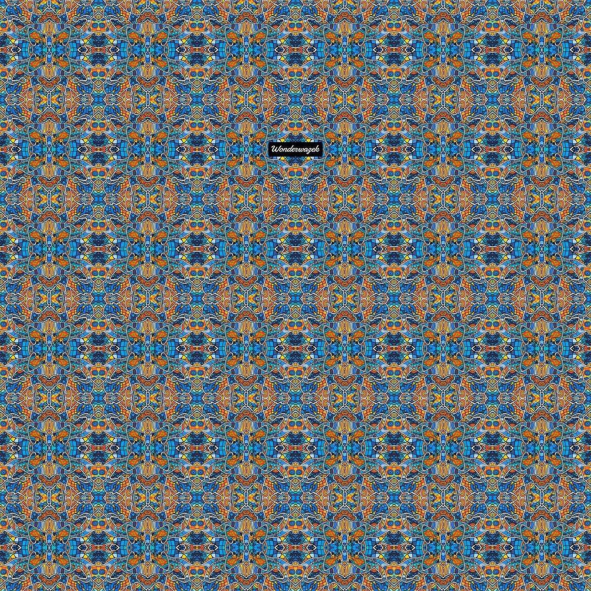 Badetuch • Blankas Blumen – Variation 1, blau, gelb, orange - Wonderwazek