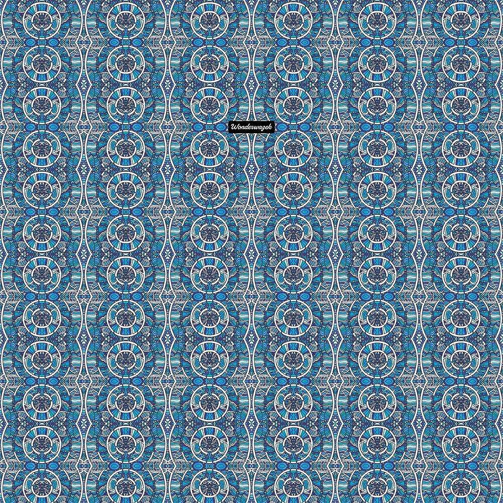 Badetuch • Kreiswelle – Variation 2, blau, weiß - Wonderwazek