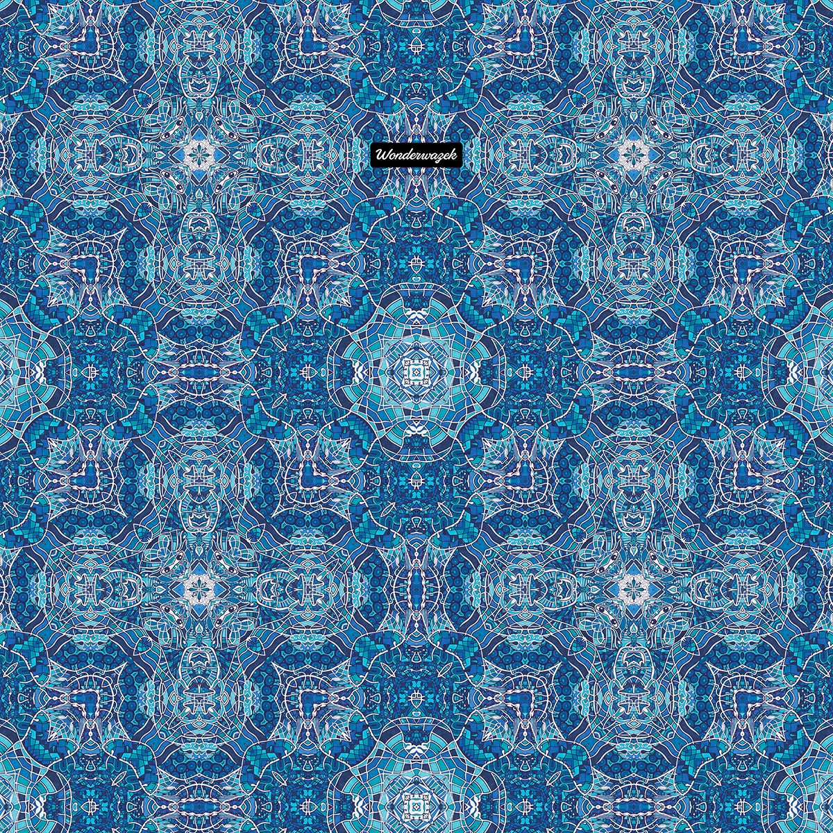 Badetuch • Wassergeister – Kaleidoskop 1, blau, weiß - Wonderwazek
