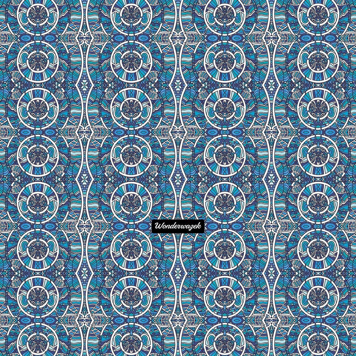 Strandtasche • Kreiswelle – Variation 2, blau, weiß - Wonderwazek