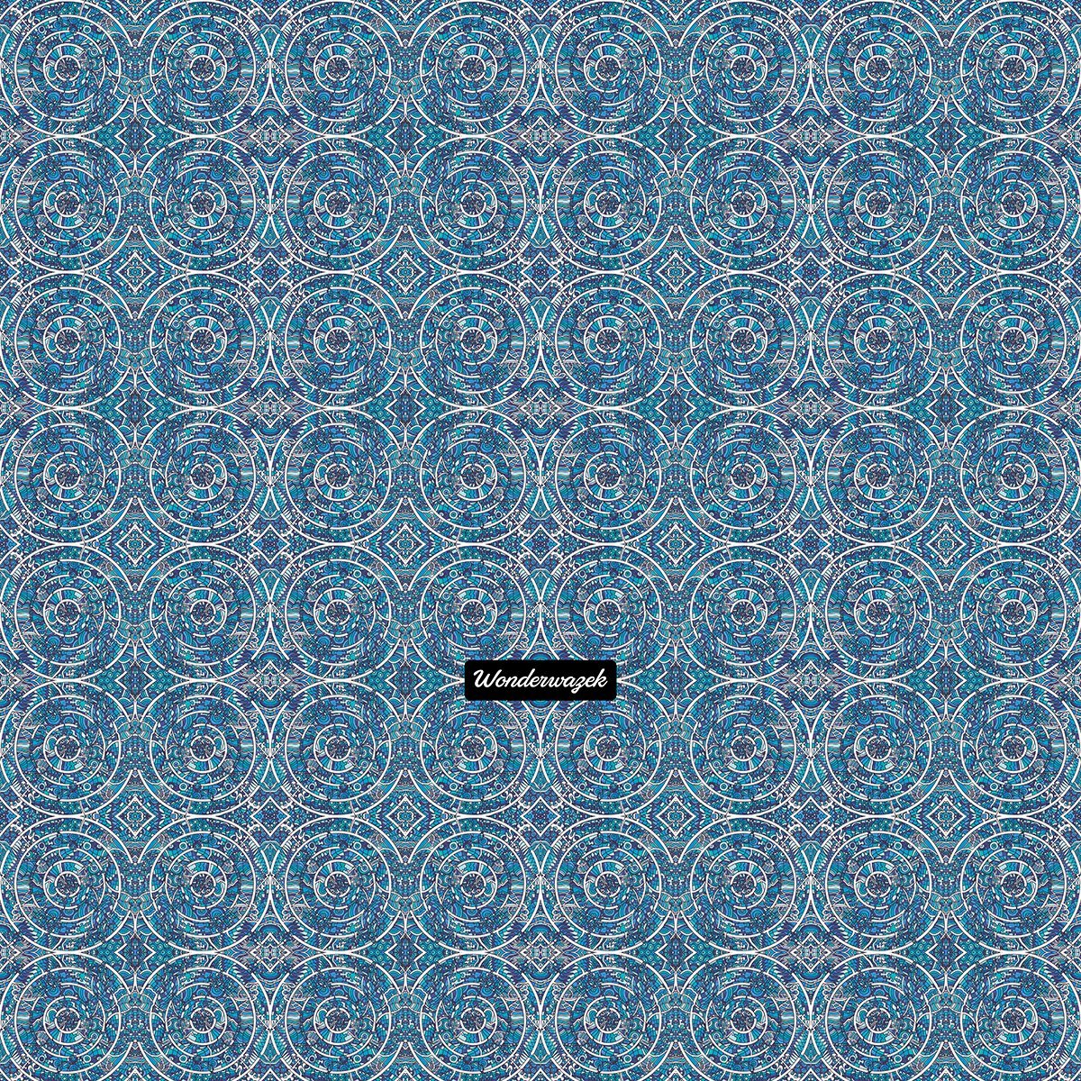 Strandtasche • Kreiswelle – Variation 3, blau, weiß - Wonderwazek