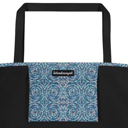 Strandtasche • Kreiswelle – Variation 3, blau, weiß - Wonderwazek