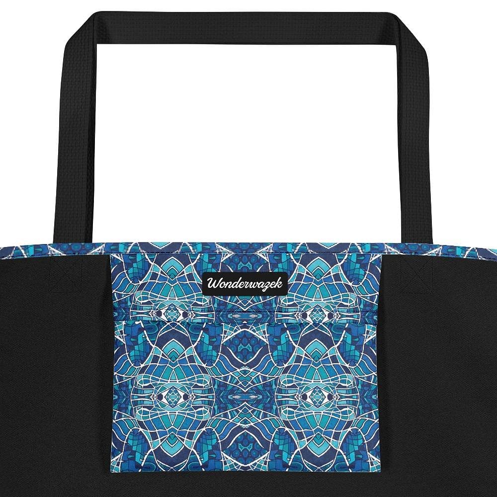 Strandtasche • Wassergeister – Variation 1, blau, weiß - Wonderwazek