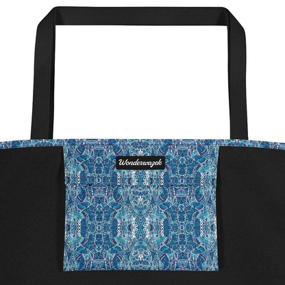 Strandtasche • Wassergeister – Variation 3, blau, weiß - Wonderwazek