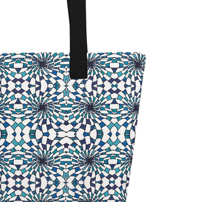 Strandtasche • Wasserwirbel – Variation 1, blau, weiß - Wonderwazek