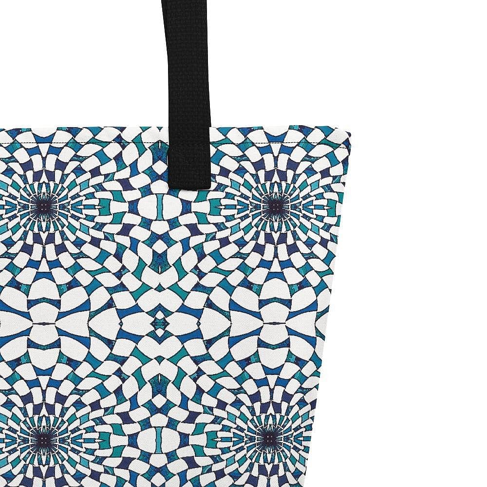 Strandtasche • Wasserwirbel – Variation 3, blau, weiß - Wonderwazek