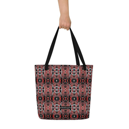 Strandtasche • Zirkus – Variation 3, rot, schwarz, weiß - Wonderwazek